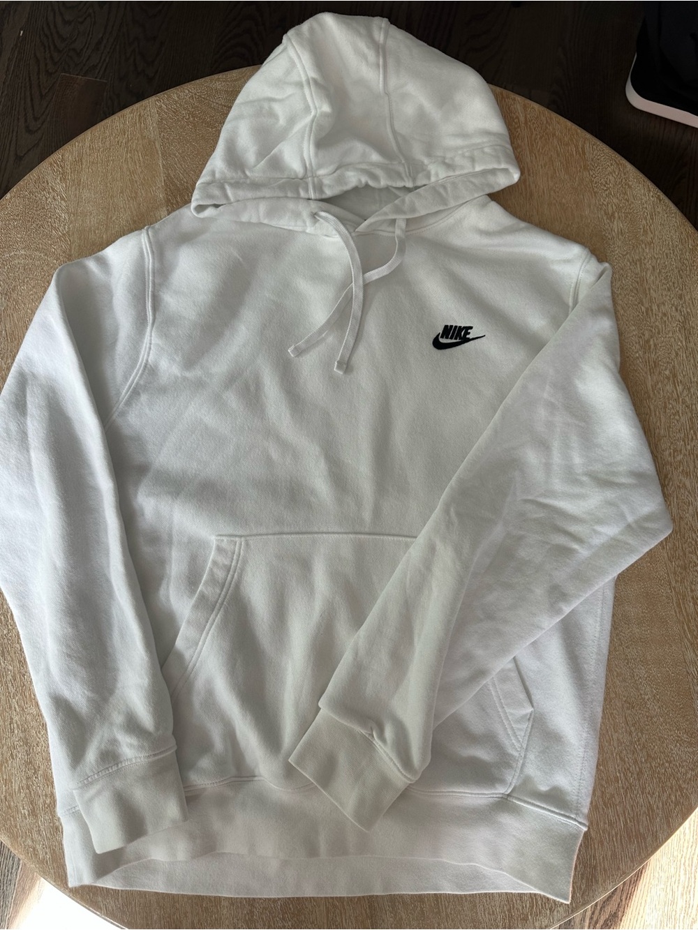 Nike White Men's Pullover Hoodie with Black Swoosh